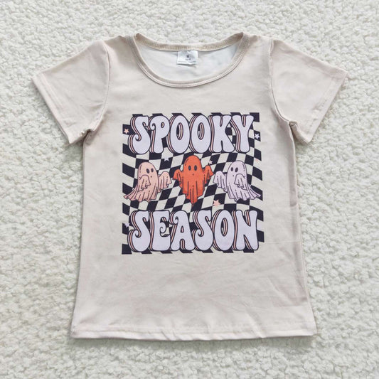 GT0231 SPOOKY SEASON Print Kids Halloween Tee Shirts Top