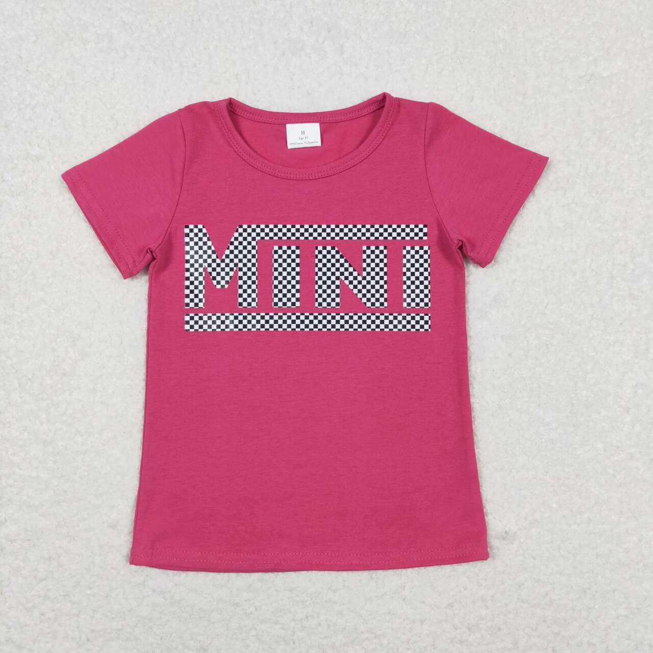Vinyl Pink Top Plaid Shorts Clothes Set Mommy and Me Family Matching Wear