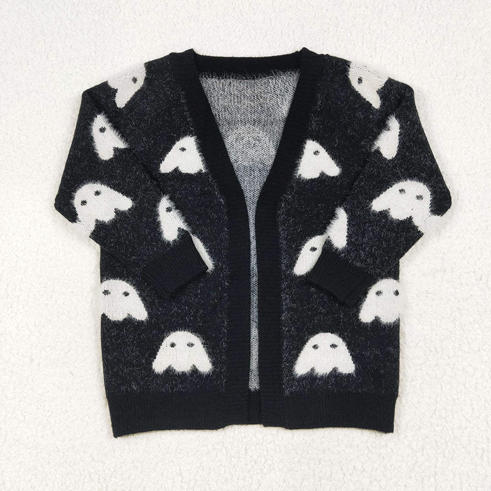 GT0649 Ghost Black Girls Halloween Long Sleeve Sweaters Cardigans