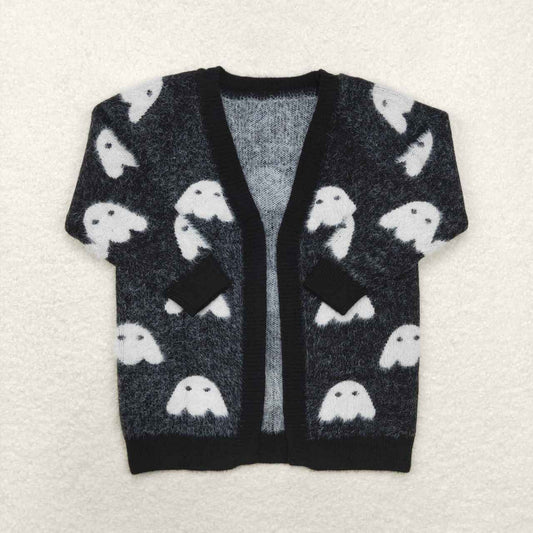 GT0649 Ghost Black Girls Halloween Long Sleeve Sweaters Cardigans