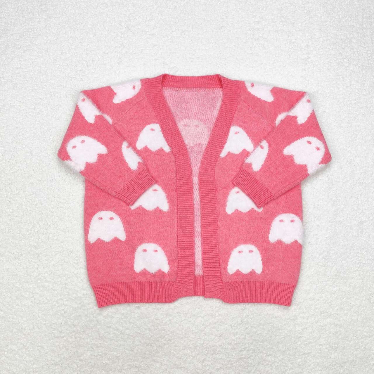 GT0650 Ghost Pink Girls Halloween Long Sleeve Sweaters Cardigans