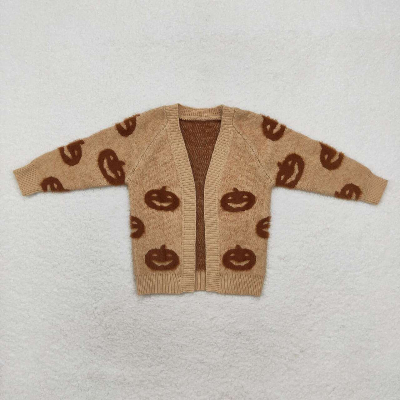 GT0651 Pumpkin Brown Girls Halloween Long Sleeve Sweaters Cardigans
