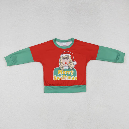 GT0704 Singer Swiftie Print Girls Merry Christmas Tee Shirts Top