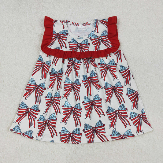 GT0949 Stars Bows Baby Girls 4th of July Tee Shirts Top