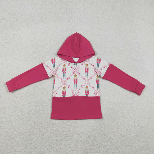 GT1043 Nutcracke* Soldier Pink Print Girls Christmas Hoodie Top