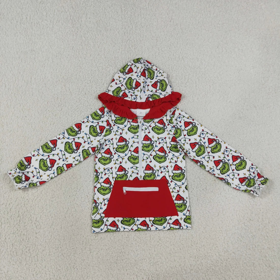 Sibling Baby Boys Green Faces Lights Christmas Pajamas Sets Zipper Footie Rompers Blankets