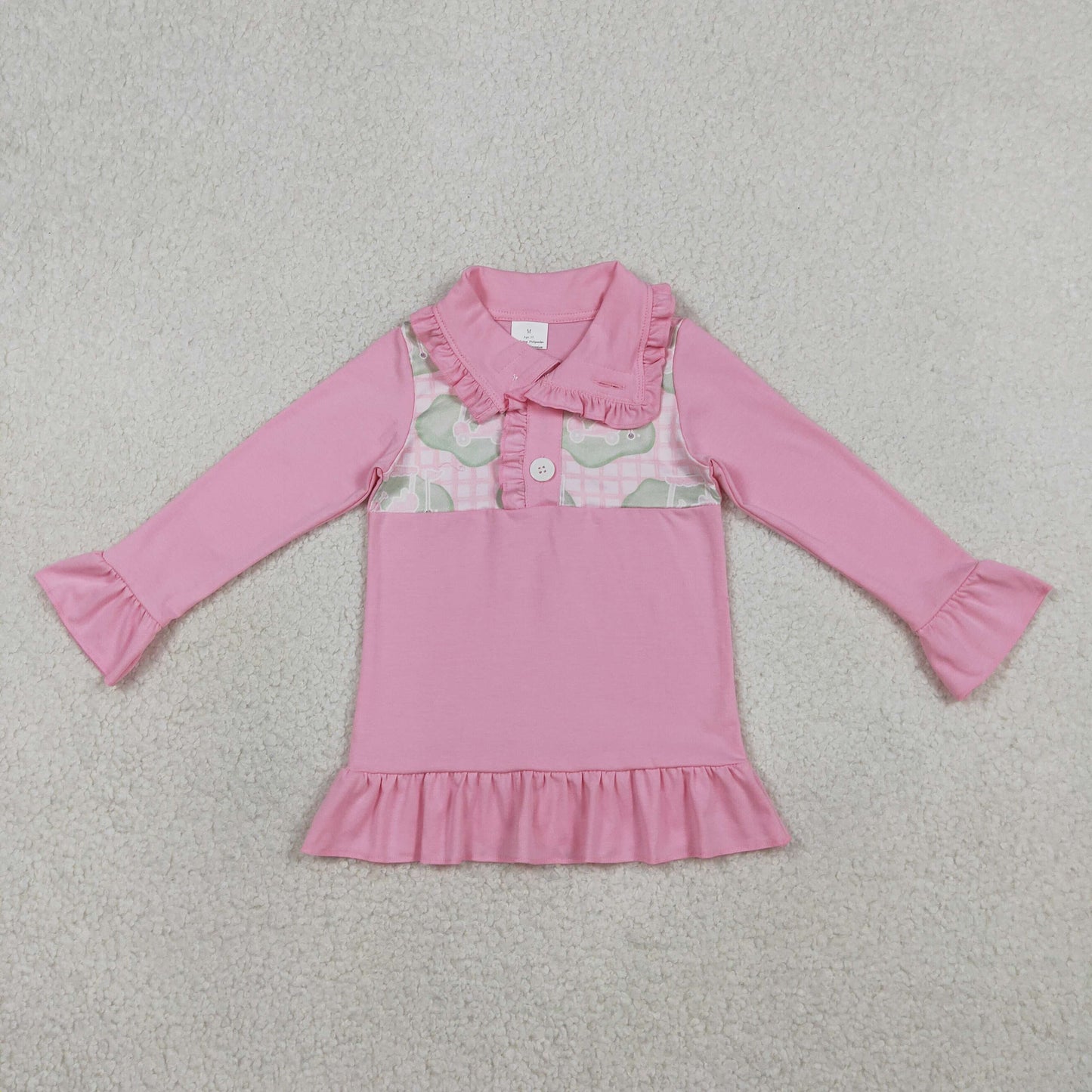 Sibling Baby Boys Girls Long Sleeve Golf Checked Button Pullovers Top