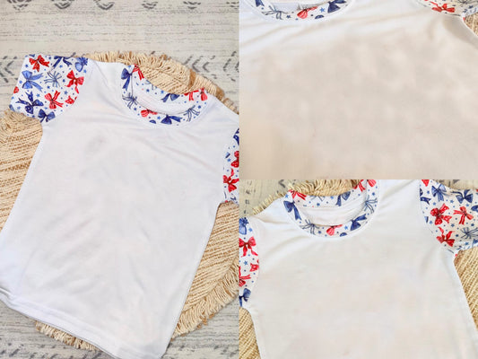 3.26 Baby Girls Short Sleeve Red Blue Stars Bows 4th of July T-shirts Top Preorder