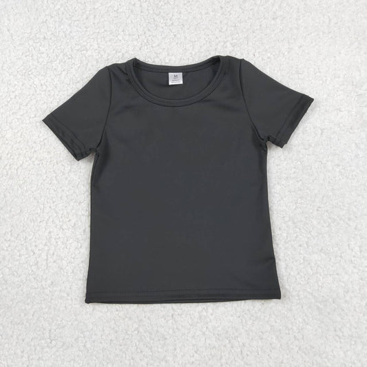 GT1629 Black Kids Active Yoga T-shirts Short Sleeve Top