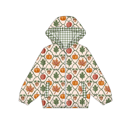 4.22 GT1664 Preorder Pumpkin Bows Girls Full Zipper Hoodie Jacket Top