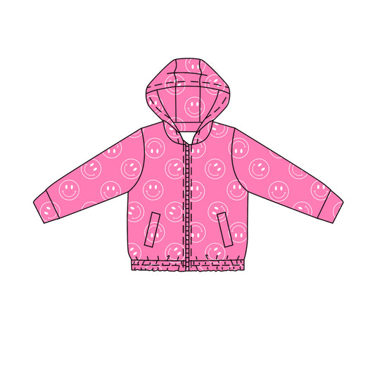 4.23  Kids Girls Pink Smiley Zip Active Hoodie Preorder