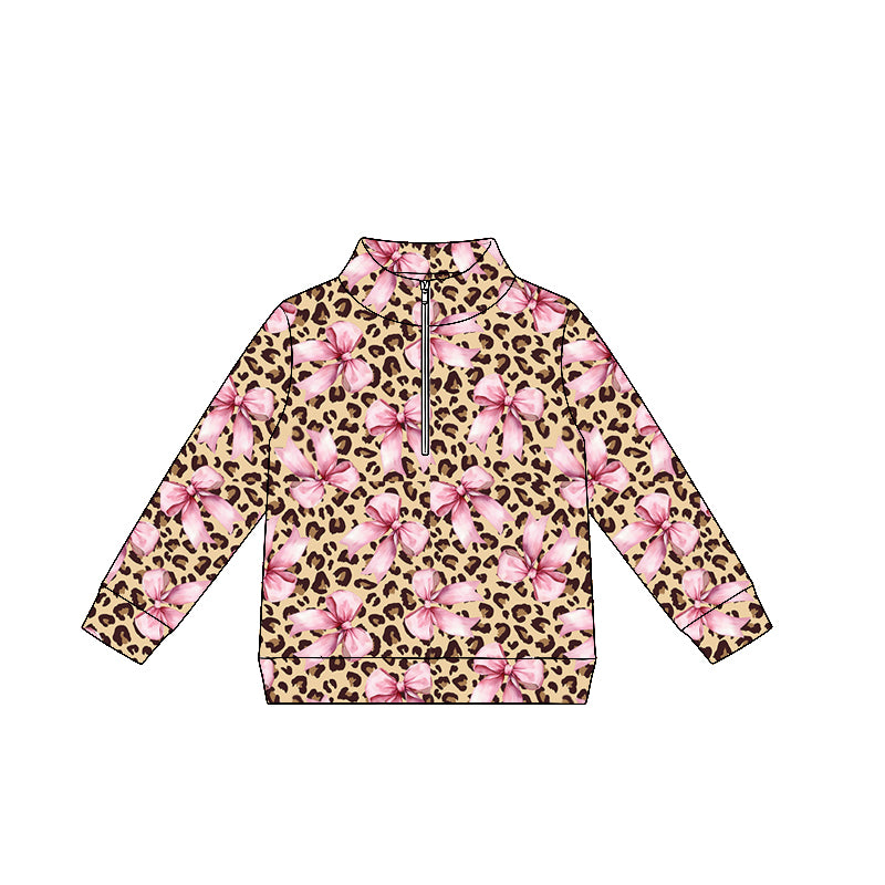 4.27 GT1675 Toddler Leopard Flowers Zipper Girls Long Sleeve Pullover Top Preorder