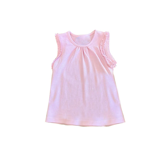 5.9 GT1701 Preorder Pink Cotton Girls Sleeveless Tee Shirts Top
