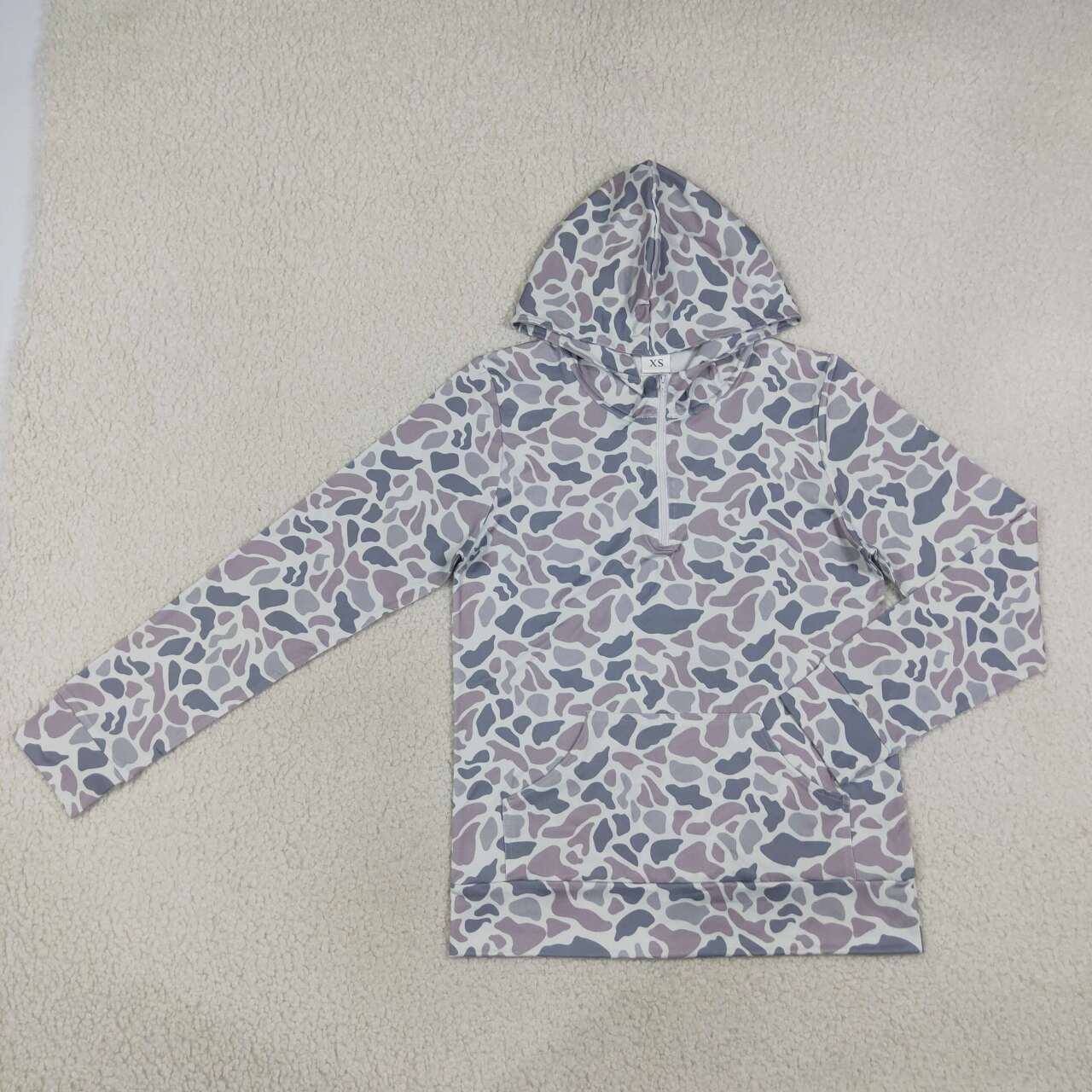 Mommy and Me Baby Girls Grey Camo Long Sleeve Zipper Hoodie Top with Pocket
