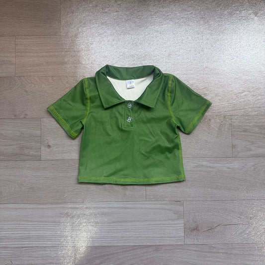 6.29 Preorder GT1726 Kids Girls  Green Active Polo Shirt Top