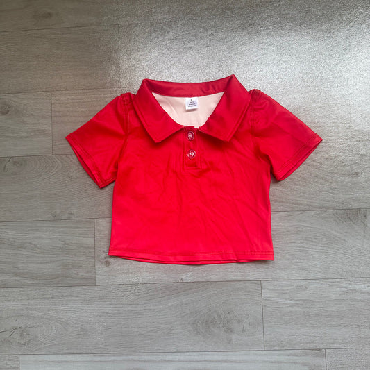 6.29 Preorder GT1726 Kids Girls Red Active Polo Shirt Top