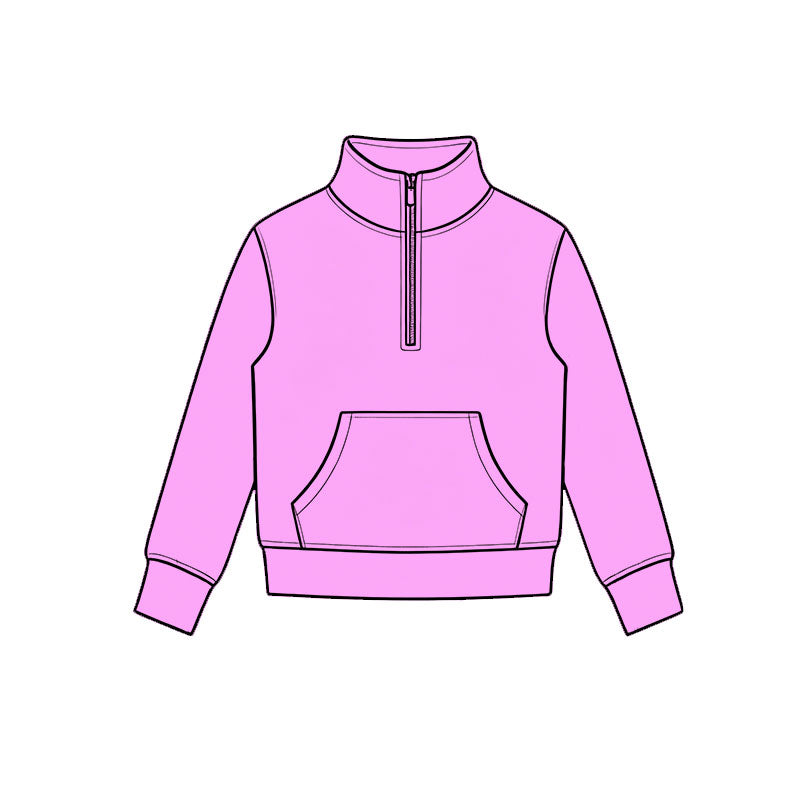 6.30 Preorder Girls Pink Zip Long Sleeve Active Pullover Top