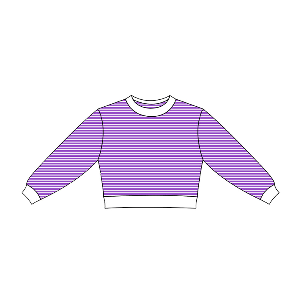 7.2 Preorder Girls Purple White Long Sleeve Active Top
