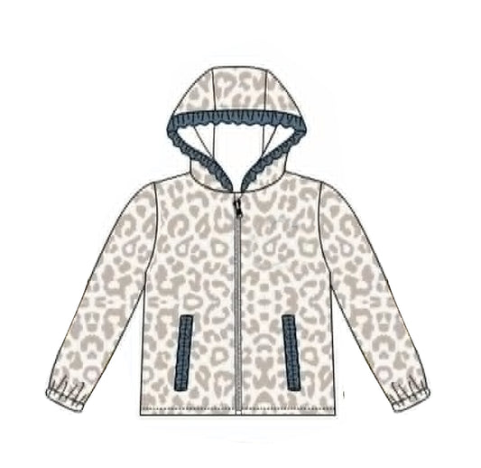 7.11 Preorder Kids Girls Leopard Hoodie Jack With Ruffle