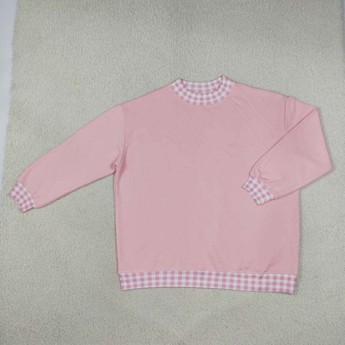4 Colors Adult Women Long Sleeve Sweater Gingham Choker Tee Shirts Tops