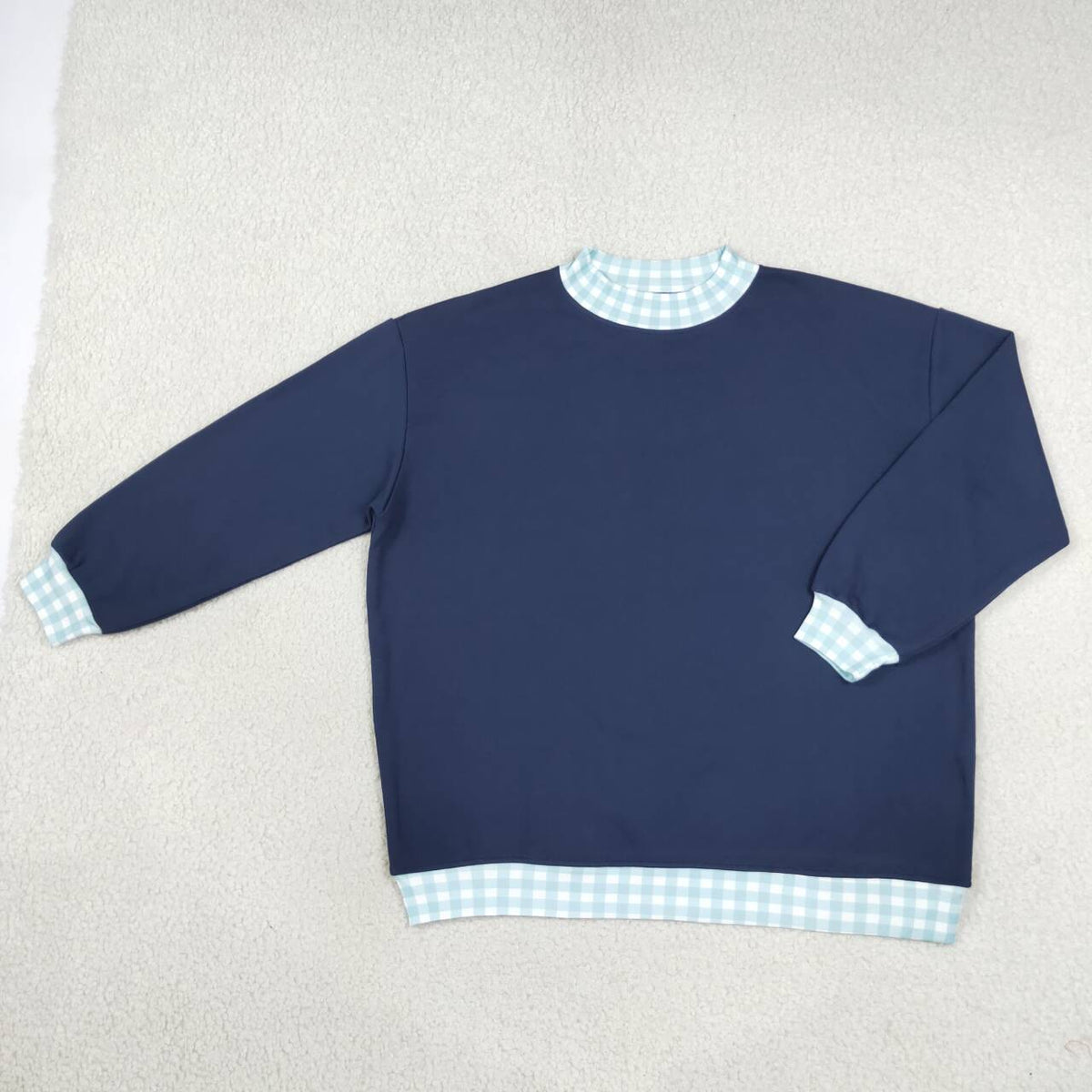 4 Colors Adult Women Long Sleeve Sweater Gingham Choker Tee Shirts Tops