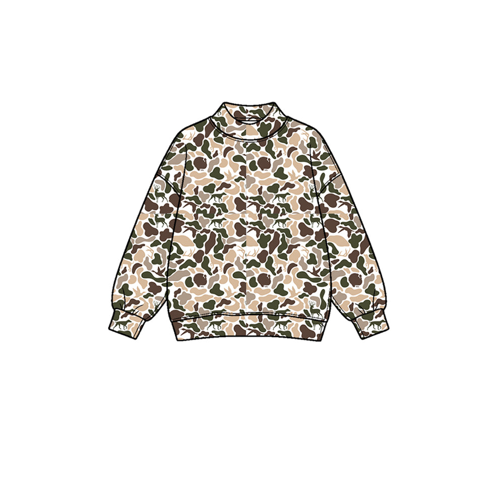 8.1 GT1813 Preorder Brown Khaki Camo Print Girls Yoga Long Sleeve Tee Shirts Top