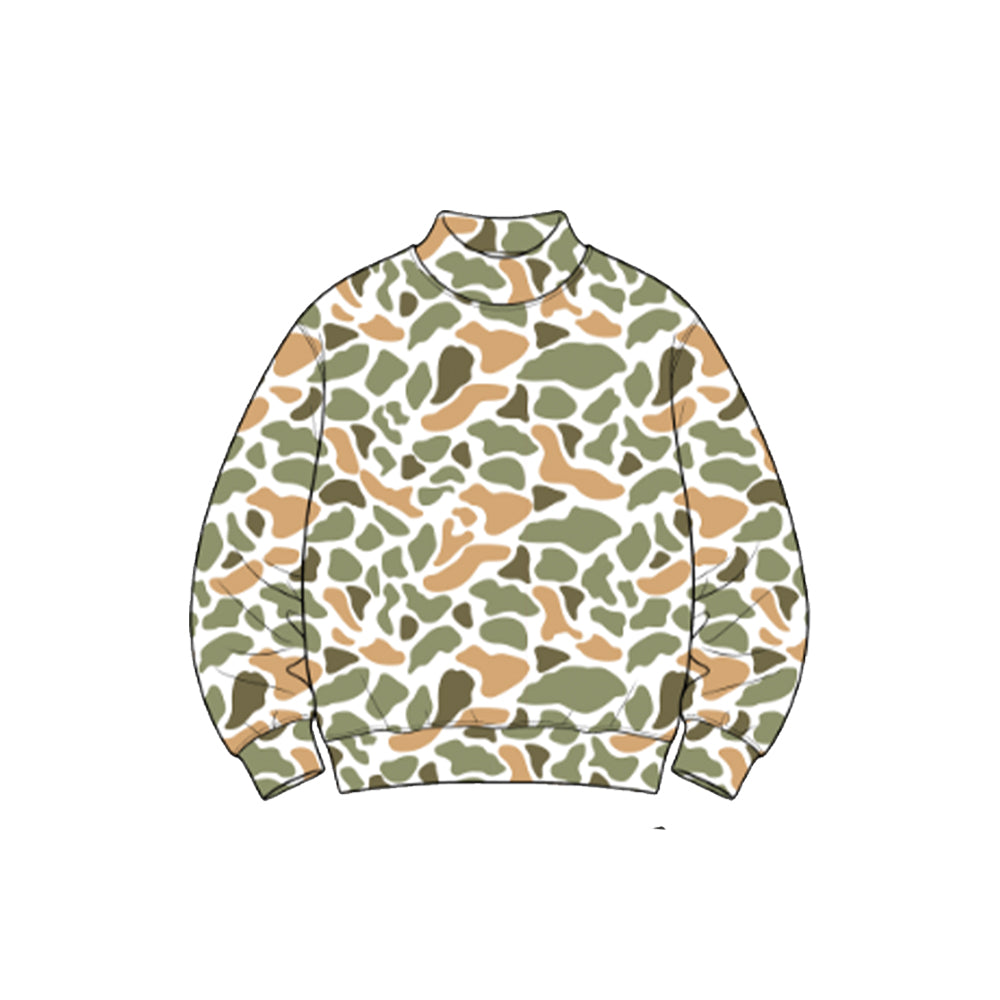 8.1 GT1814 Preorder Orange Green Camo Print Girls Yoga Long Sleeve Tee Shirts Top