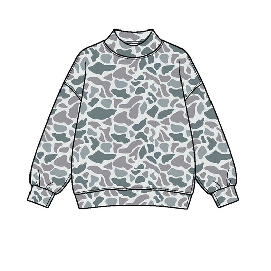 8.1 GT1816 Preorder Adult Grey Camo Print Woman Yoga Long Sleeve Tee Shirts Top