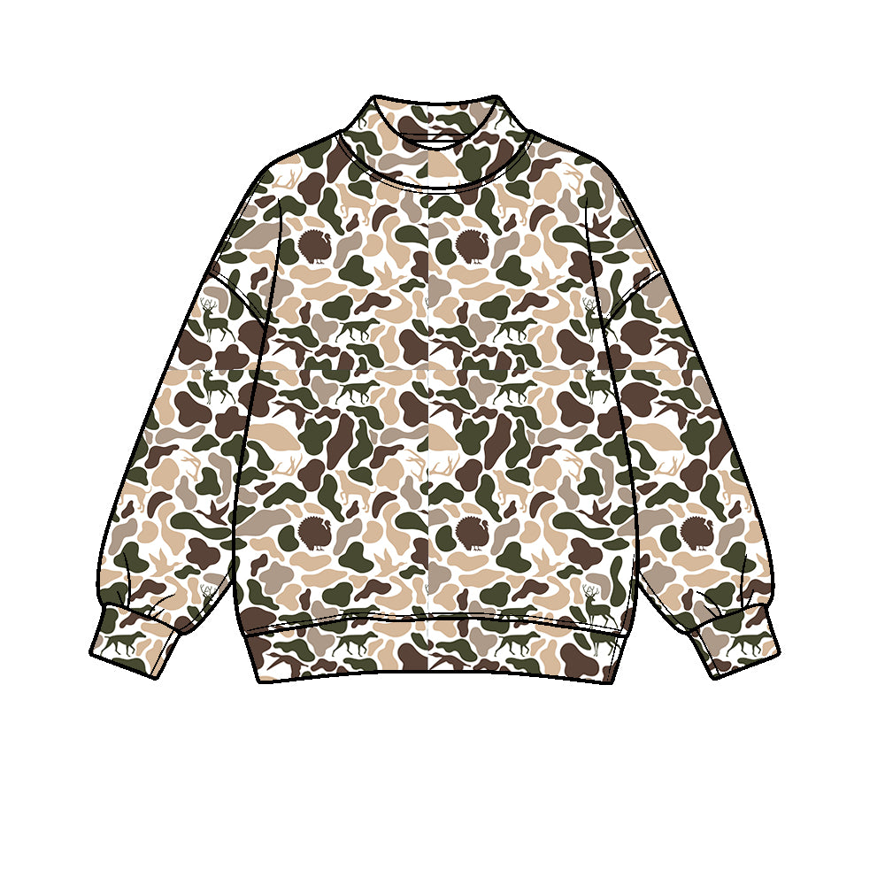 8.1 GT1818 Preorder Adult Brown Khaki Camo Print Woman Yoga Long Sleeve Tee Shirts Top