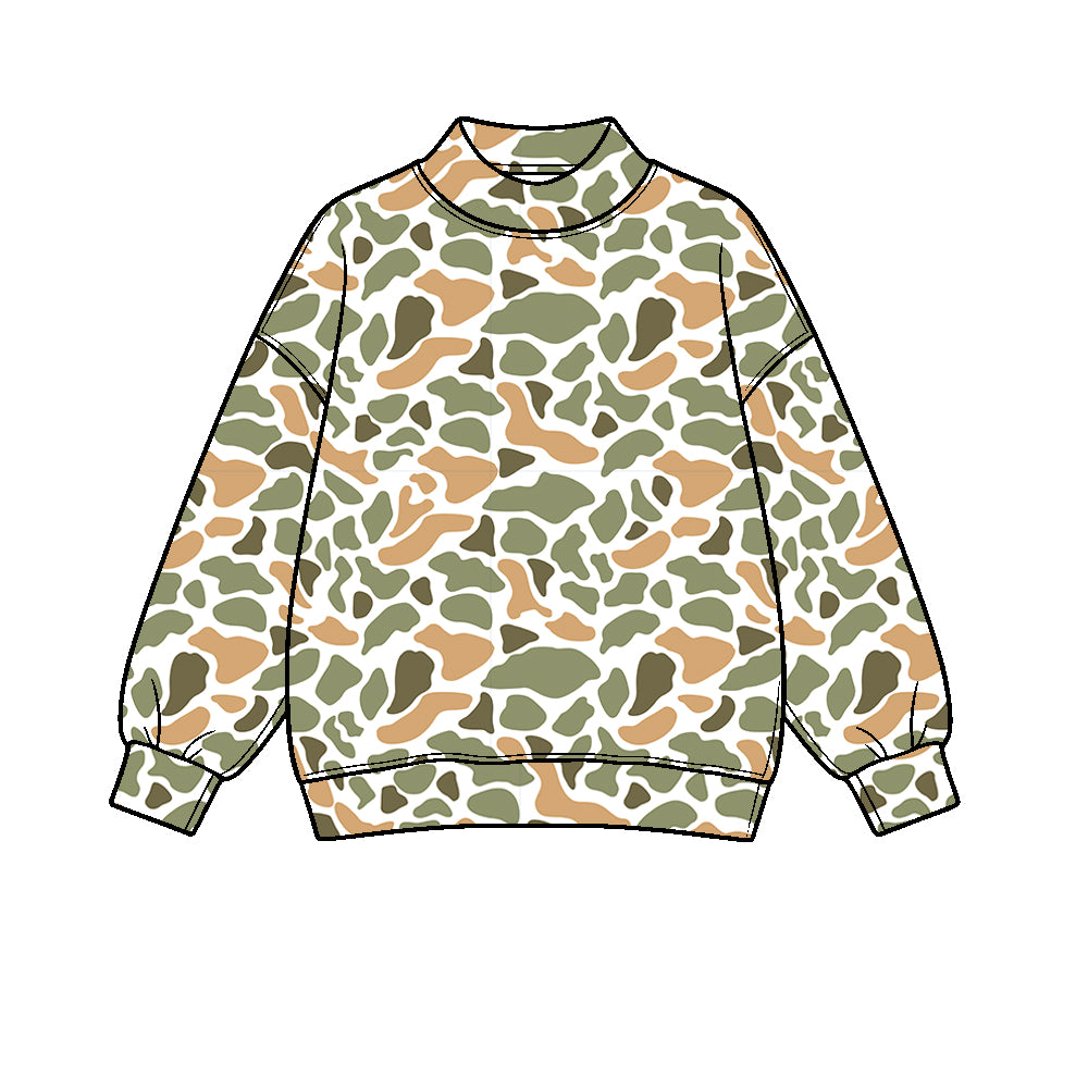 8.1 GT1819 Preorder Adult Orange Green Camo Print Woman Yoga Long Sleeve Tee Shirts Top