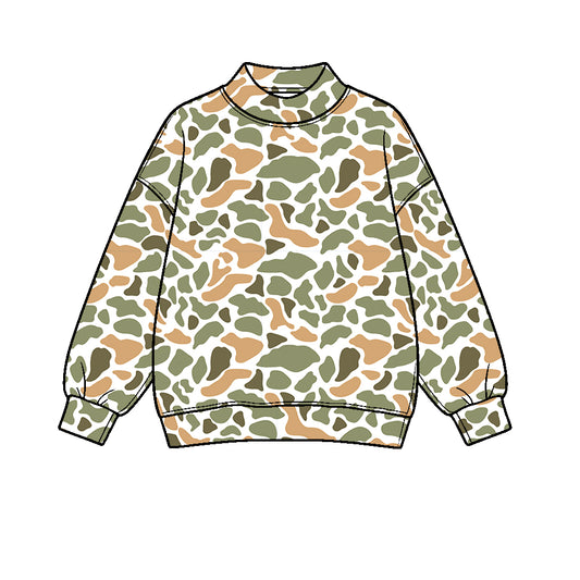 8.1 GT1819 Preorder Adult Orange Green Camo Print Woman Yoga Long Sleeve Tee Shirts Top