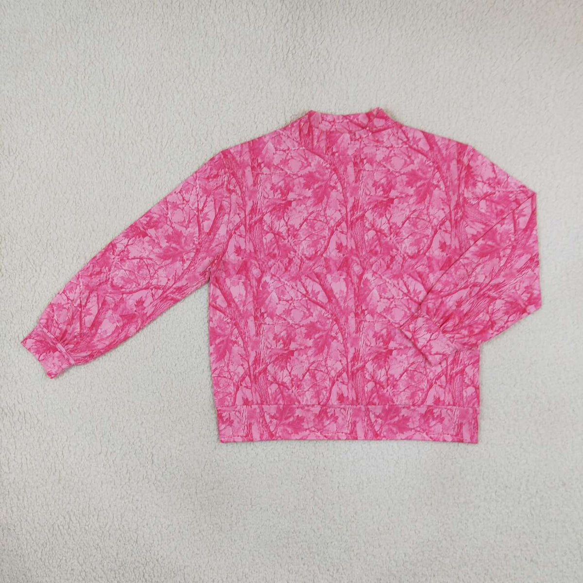 GT1824 Adult Pink Branch Print Woman Mock Neck Long Sleeve Tee Shirts Top
