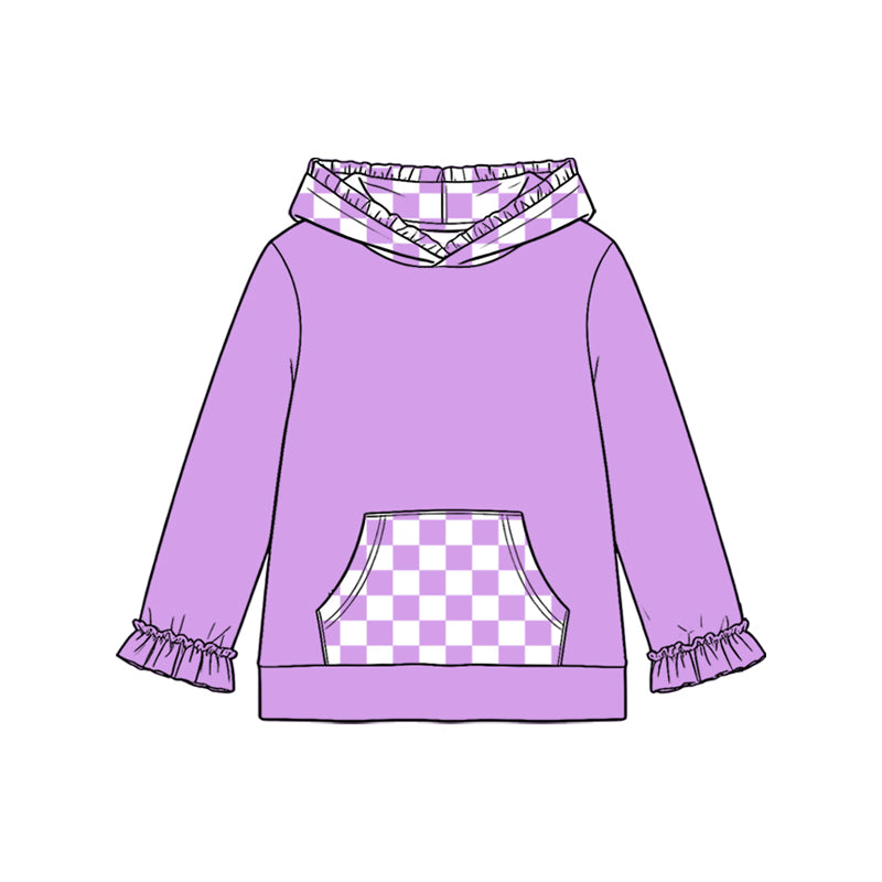 8.19 Preorder Kids Girls Purple Pocket Hoodie Top