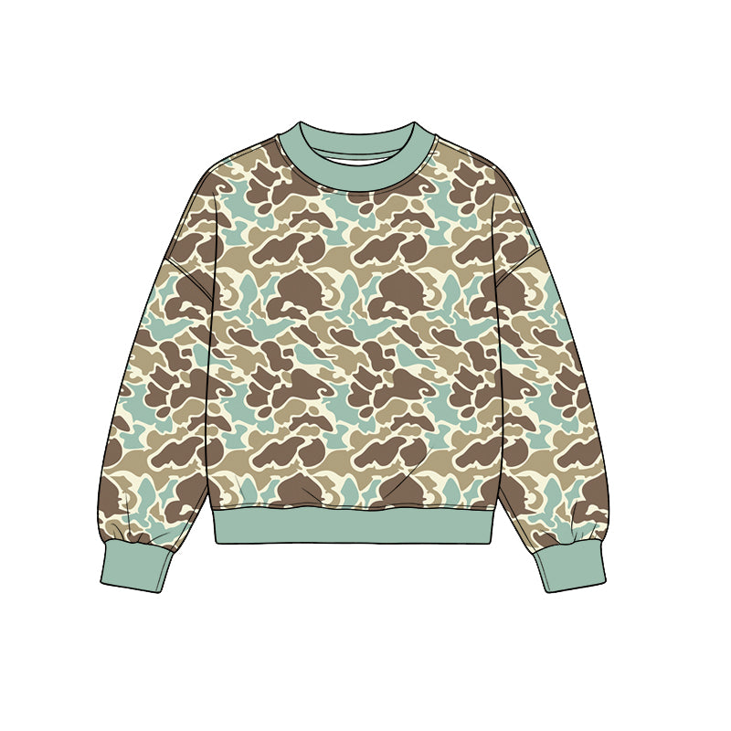 8.12  Preorder Adult Blue Camo Print Woman Long Sleeve Tee Shirts Top