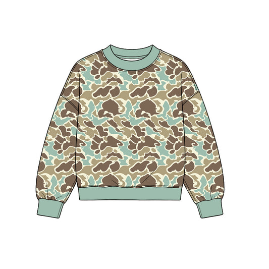 8.12  Preorder Adult Blue Camo Print Woman Long Sleeve Tee Shirts Top