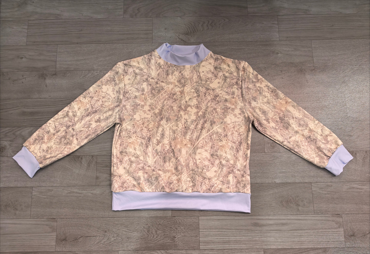 8.12  Preorder Adult Leaf Camo Active Sweatshirt Light Blue Trim