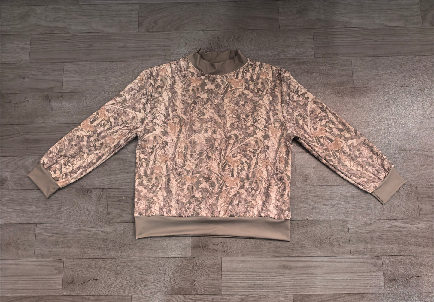 8.12  Preorder Adult Leaf Camo Active Sweatshirt Olive Trim