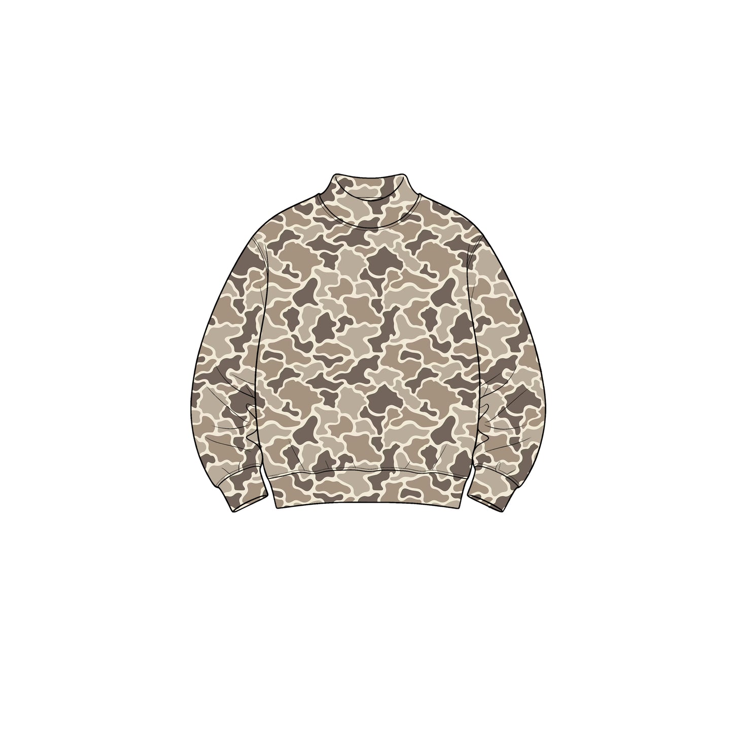 8.31 GT1901 Preorder Brown Camo Print Girls Long Sleeve Mock Neck Yoga Tee Shirts Top