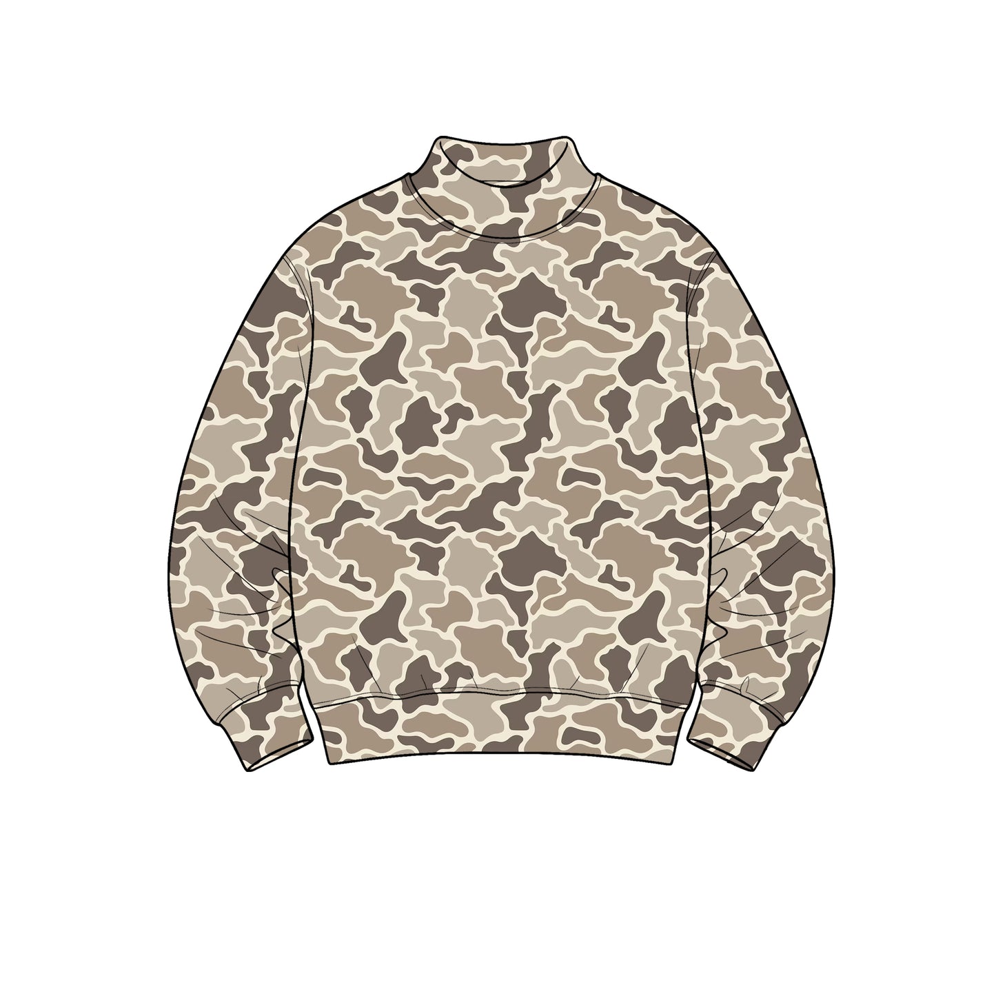 8.31 GT1911 Preorder Adult Brown Camo Print Woman Long Sleeve Mock Neck Yoga Tee Shirts Top
