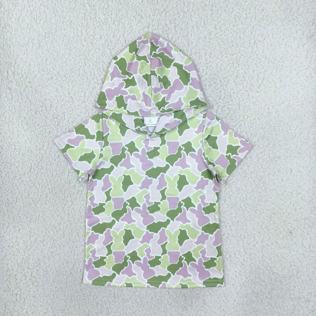 Sibling Toddler  Boys  Girls Easter Rabbit Camo Short Sleeve Hoodie Top