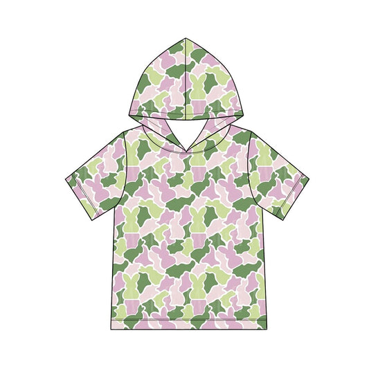 9.3   GT1918 Preorder Baby Boys Easter Pink Bunny Green Camo Short Sleeev Hoodie Top