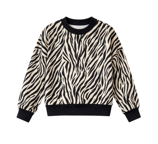9.11 GT1944 Preorder Adult Women Zebra Print Long Sleeve Top