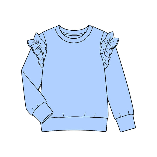 10.6 GT1948 Preorder Blue Ruffle Girls Tee Shirts Top