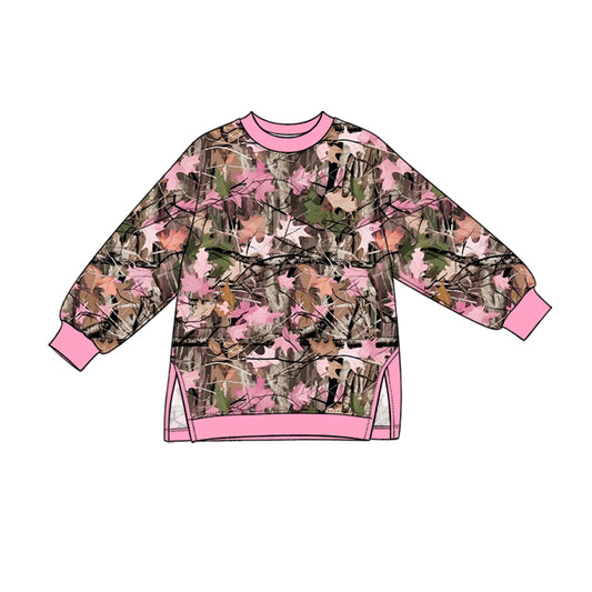 10.14 GT1967 Preorder Pink Branch Camo Print Girls Long Sleeve Yoga Tee Shirts Top
