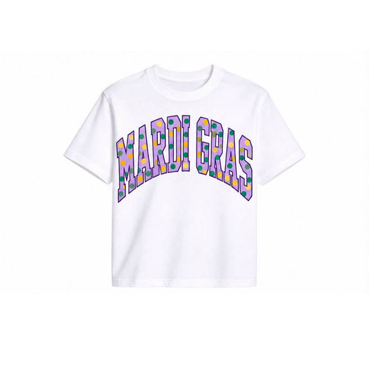 10.20 GT1978 Preorder Kids Girls Mardi Gras White Short Sleeve Top