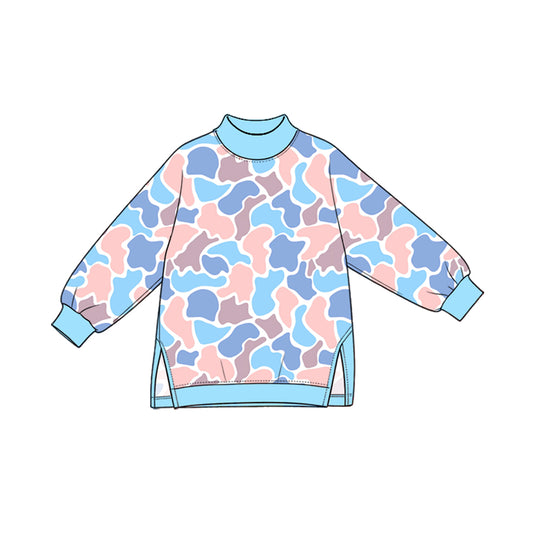 GT1983 Preorder Pink Blue Camo Active Girls Long Sleeve Yoga Tee Shirts Top