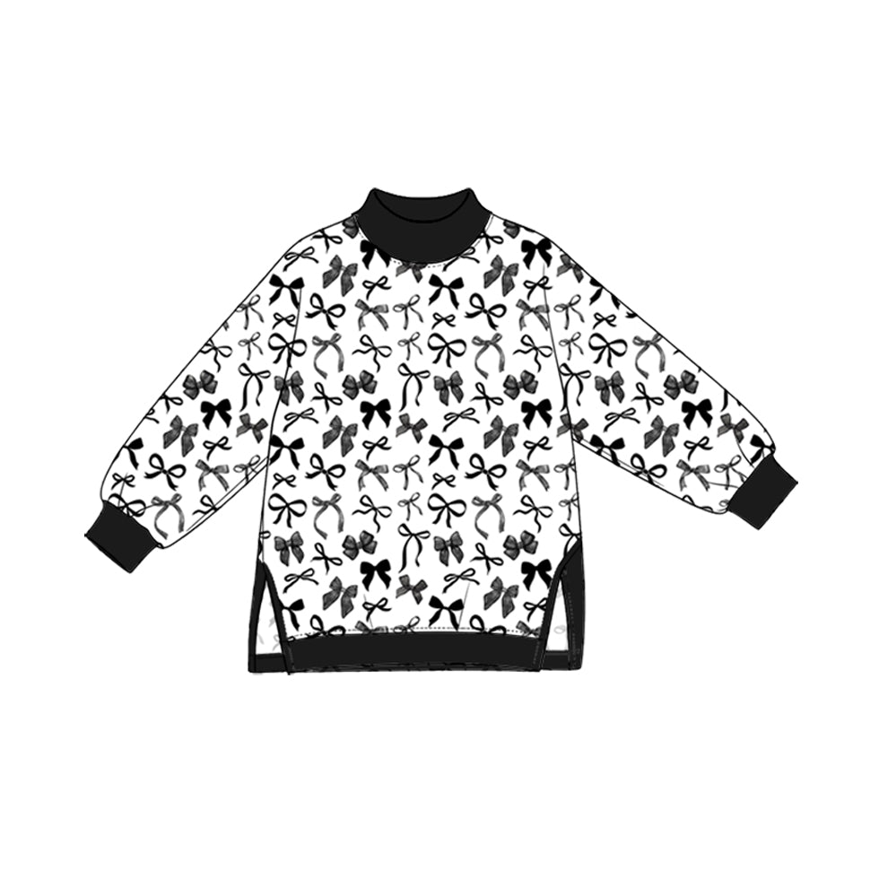 GT1984 Preorder Black Bows Active Girls Long Sleeve Yoga Tee Shirts Top