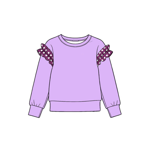 10.22 GT1999 Toddler Girl  Polka Dot Ruffle Flutter Long Sleeve Purple Top