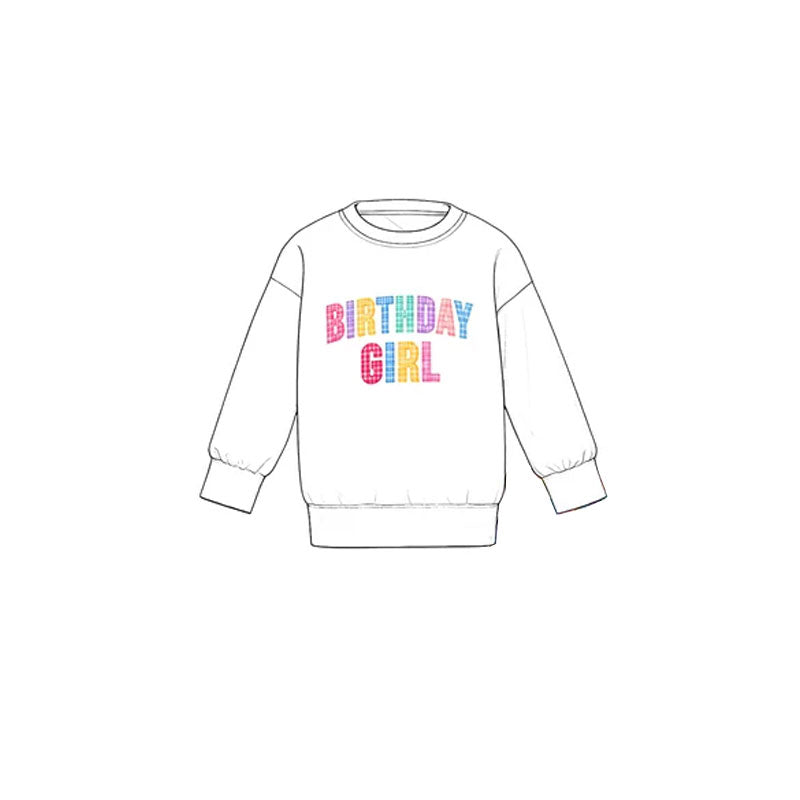 10.30 GT2010 Preorder Baby Girls  Birthday Girl White Long Sleeve Top