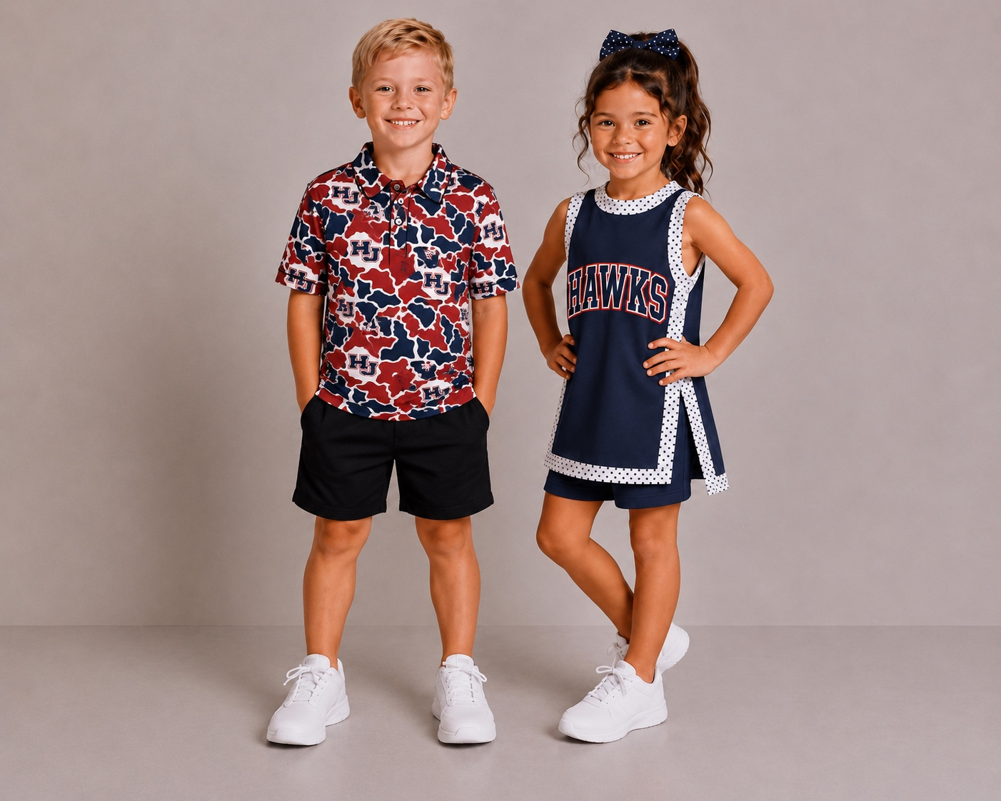 (Custom Design Preorder MOQ 5)  Teams HJ Hawks Camo Print Boys Girls & Man Clothes Family Matching Wear
